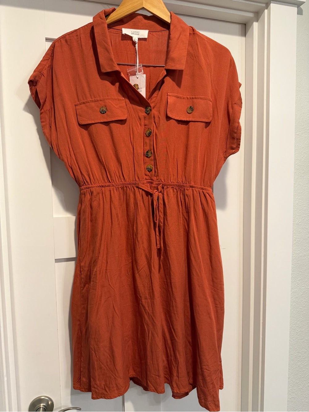 NWT LUCKY BRAND Rust Shirtwaist Drawstring Dress - Women